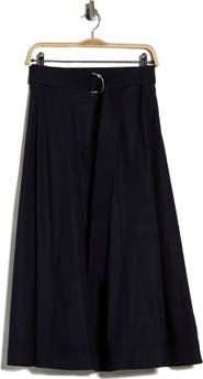 Veronica Beard Facia Belted Poplin A-Line Skirt