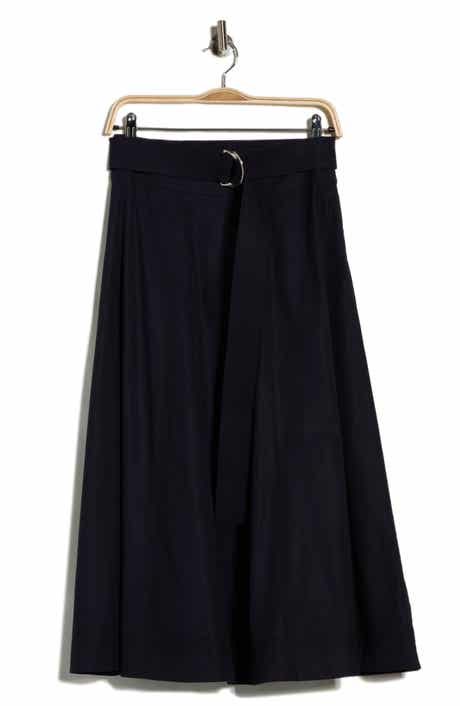 Veronica Beard Facia Belted Poplin A-Line Skirt