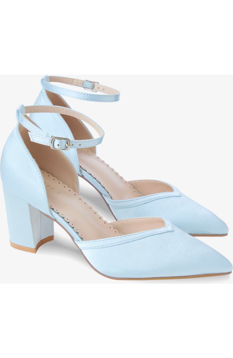 Kailee P Sally Satin Block Heels Wedding Shoes, Main, color, Light Blue