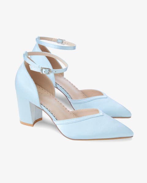 Sally Satin Block Heels Wedding Shoes