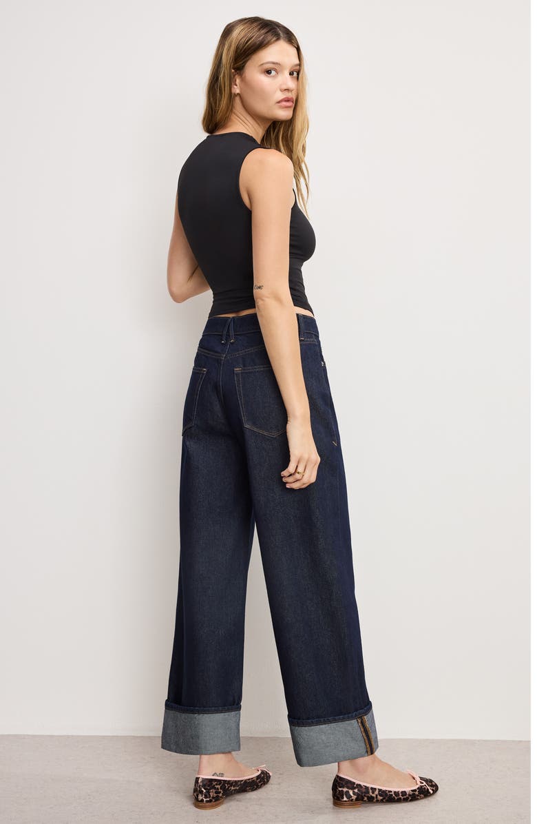 Good American High Waist Cuffed Baggy Wide Leg Jeans, Alternate, color, Indigo1006