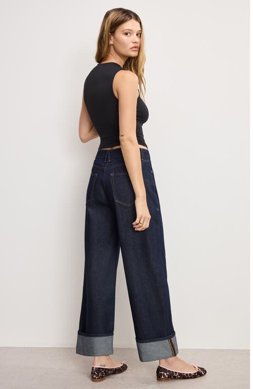 Good American Good Standard Baggy Cuffed Jeans In Indigo1006 In Blue