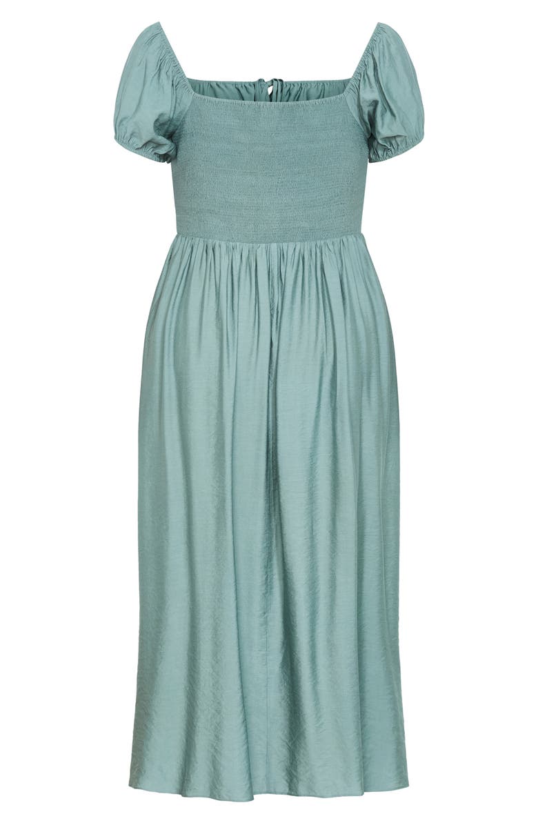 City Chic Abbigail Puff Sleeve Slit Maxi Dress, Alternate, color, Sage