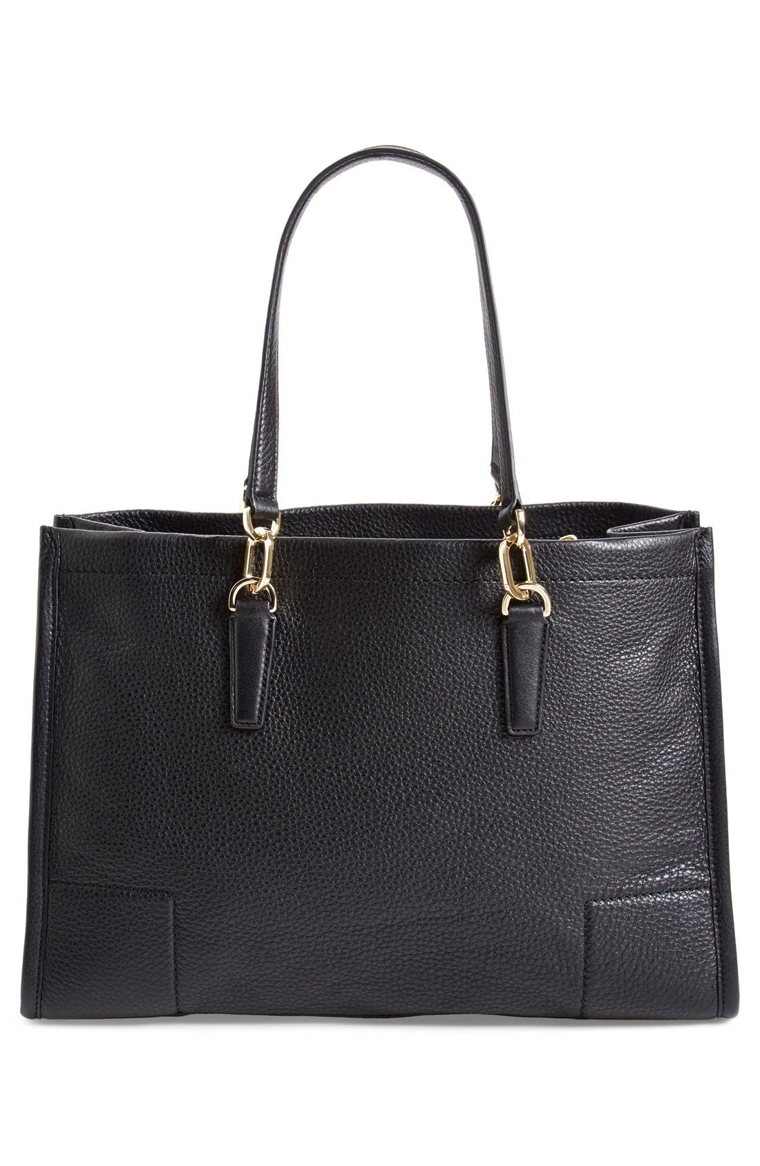 'Britten' Leather Tote, Alternate, color, BLACK