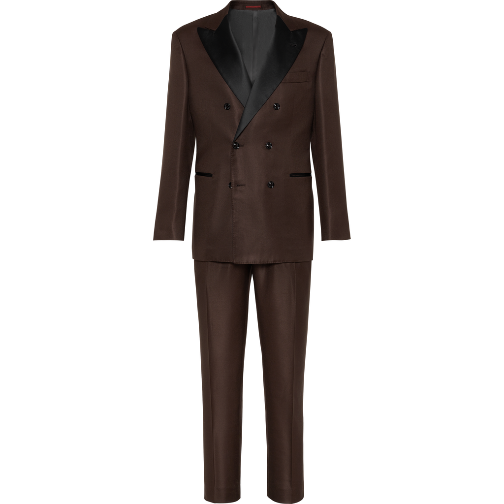 Shop Brunello Cucinelli Tuxedo With One-and-a-half-breasted Jacket In Brown