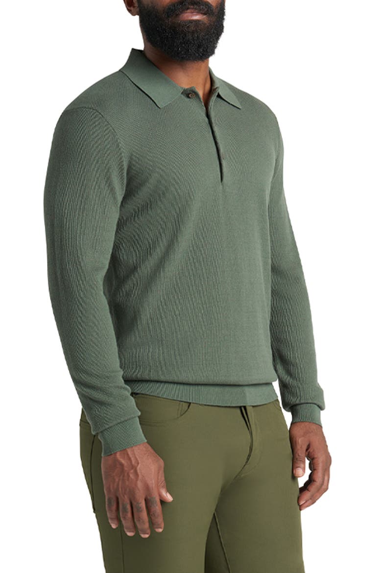 Mini Waffle Long Sleeve Polo, Alternate, color, LAUREL