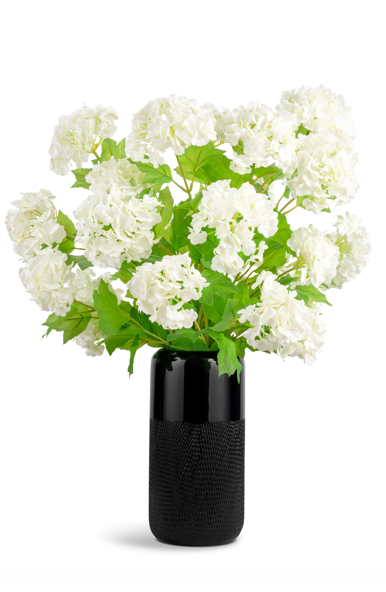 CocoBella Sylvie RealTouch Snowball Hydrangea Arrangement, Main, color, Snow