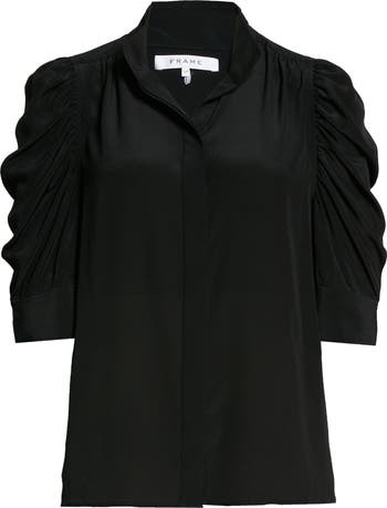 Frame Gillian Silk Collared Puff Sleeve Blouse cheapest