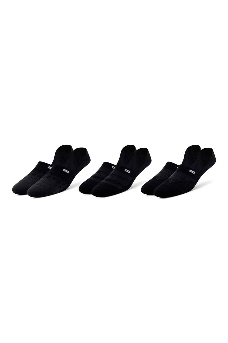 3-Pack Cushion No-Show Socks, Main, color, BLACK