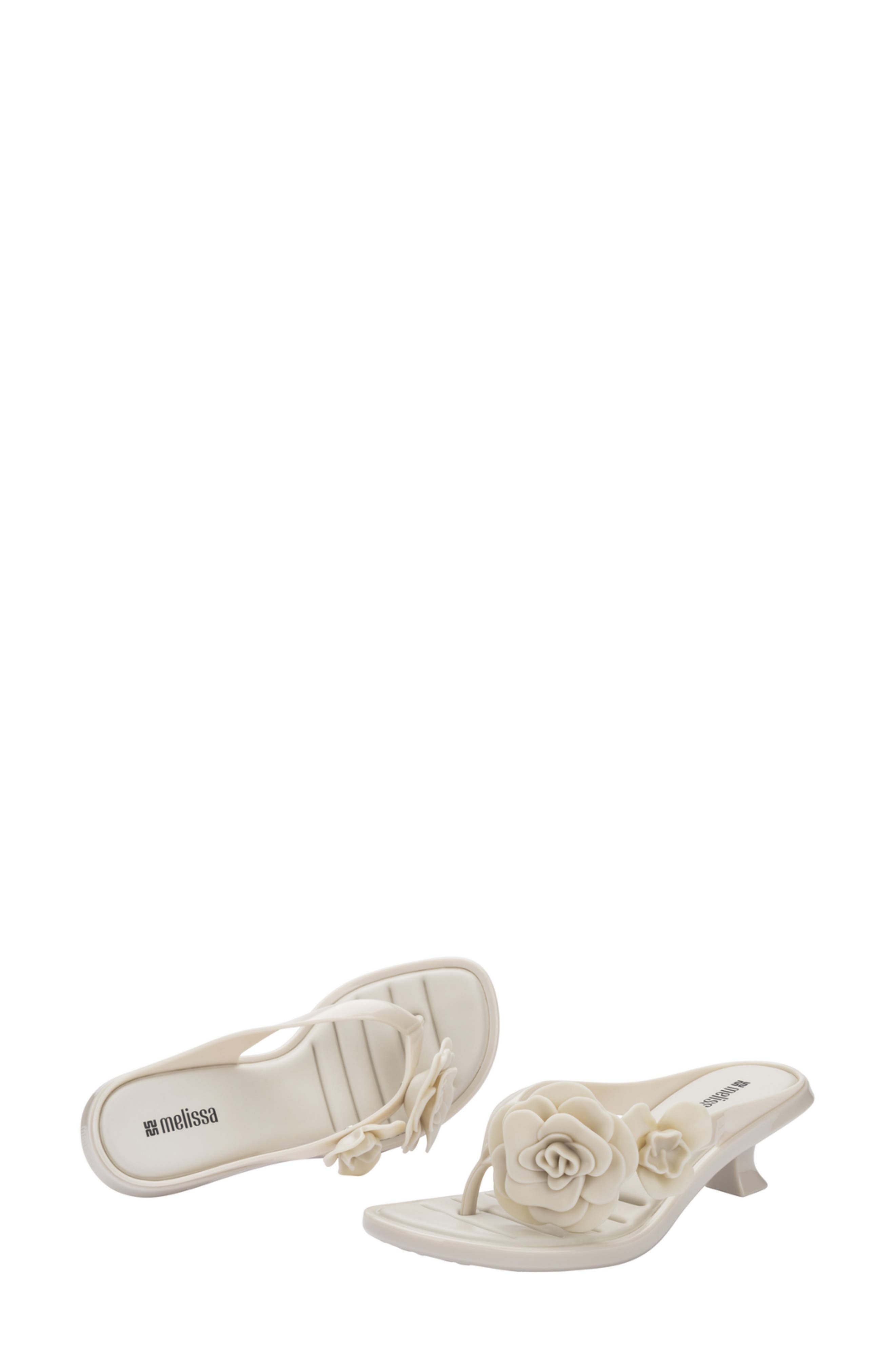 Petals Kitten Heel Flip Flop, Alternate, color, BEIGE