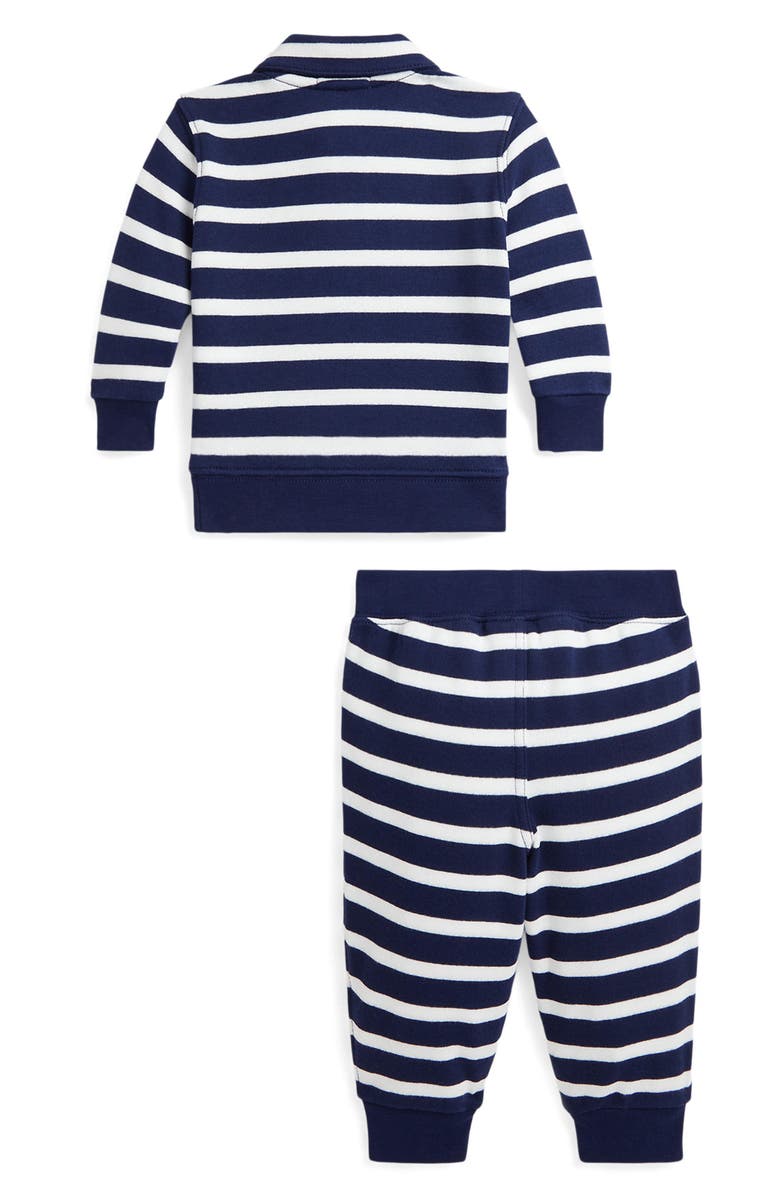 Ralph Lauren Stripe Long Sleeve Quarter-Zip Polo & Joggers Set, Alternate, color,