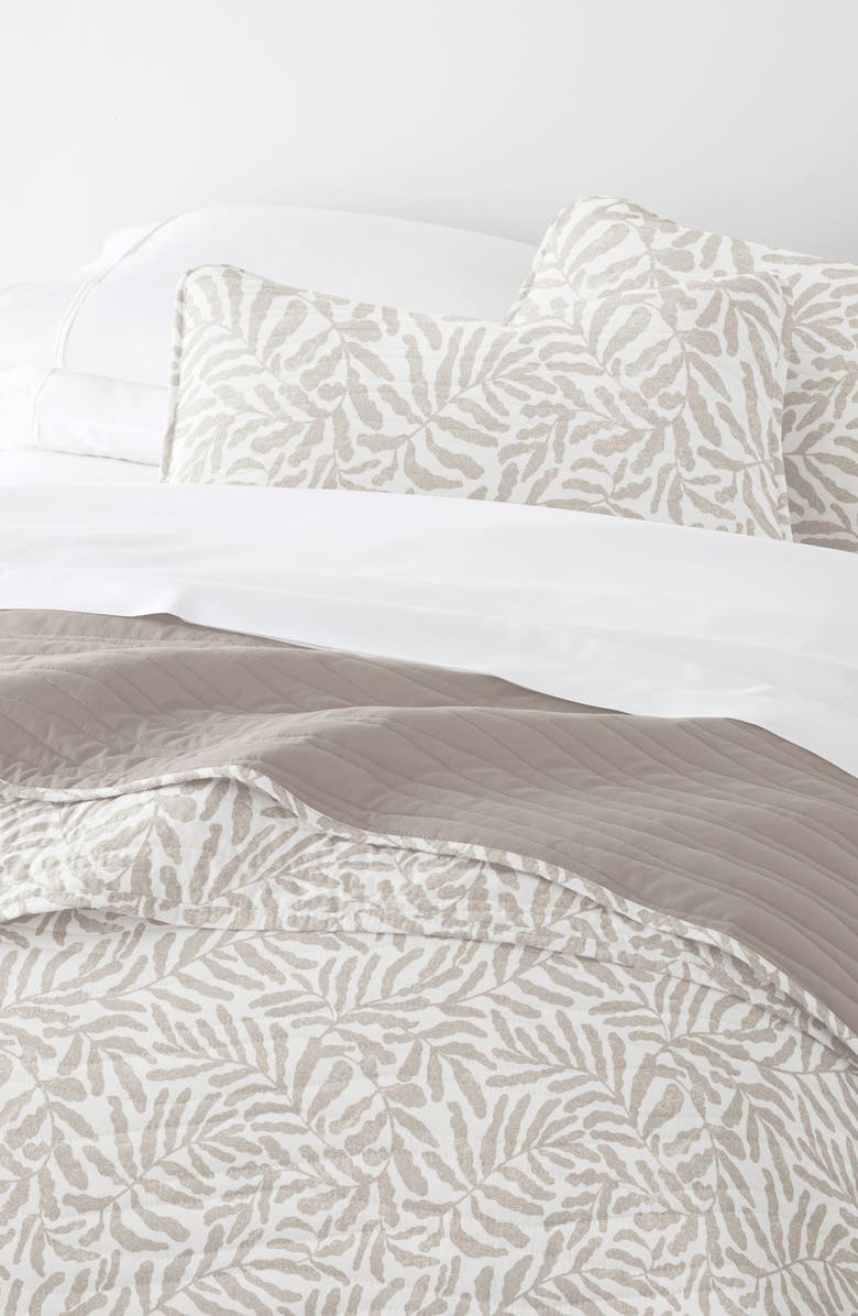 HOMESPUN Pattern Reversible Quilt & Sham Set, Alternate, color, Taupe