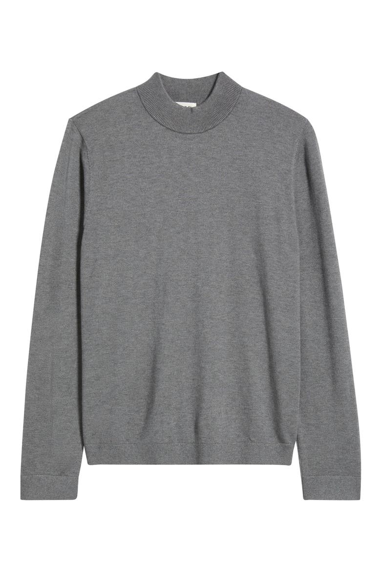 Solid Mock Neck Sweater, Alternate, color, GREY DARK STEEL HEATHER