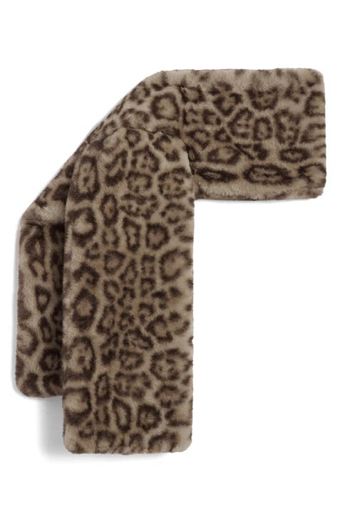 Kai Leopard Print Pluche™ Faux Fur Pull-Through Scarf