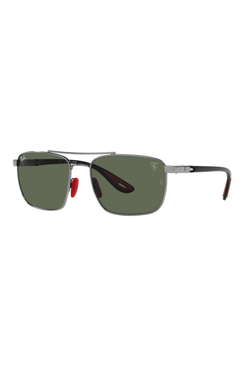 58mm Square Sunglasses, Alternate, color, GUNMETAL