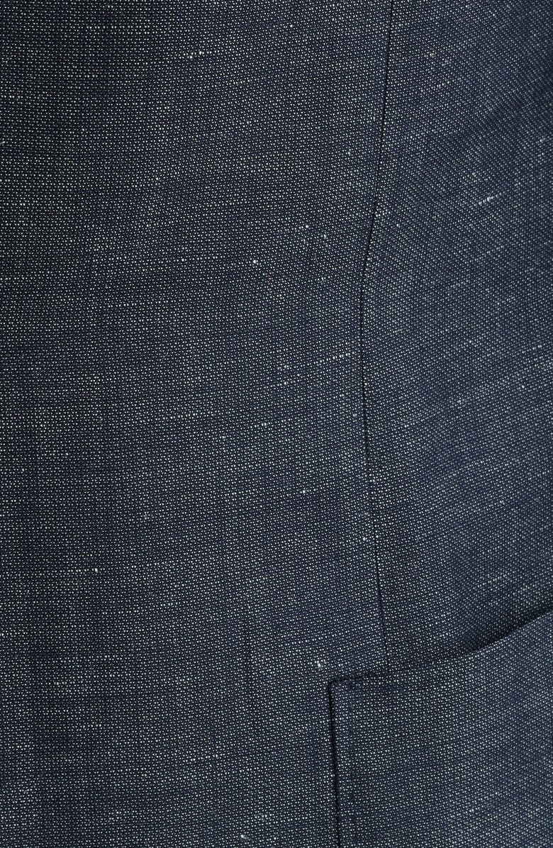 Canali Kei Trim Fit Dark Blue Slub Wool & Linen Sport Coat, Alternate, color, Dark Blue