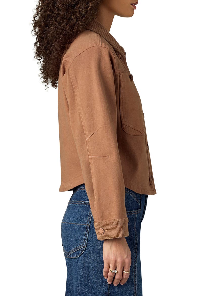Corduroy Collar Denim Jacket, Alternate, color, CANDIED WALNUT