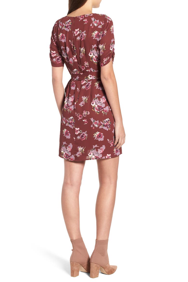 Wrap Front Dress, Alternate, color, BURGUNDY MULTI FLORAL