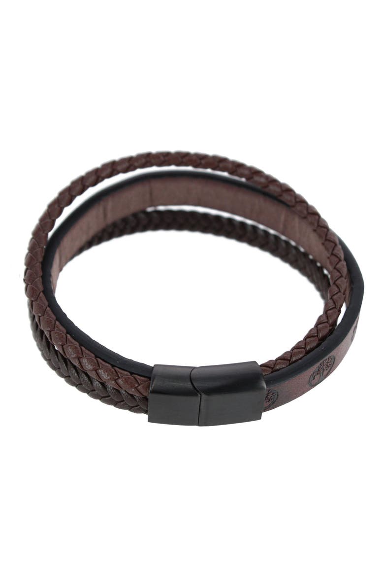 Heritage Oak Tree Leather Tri-Stranded Leather Bracelet, Alternate, color, Brown