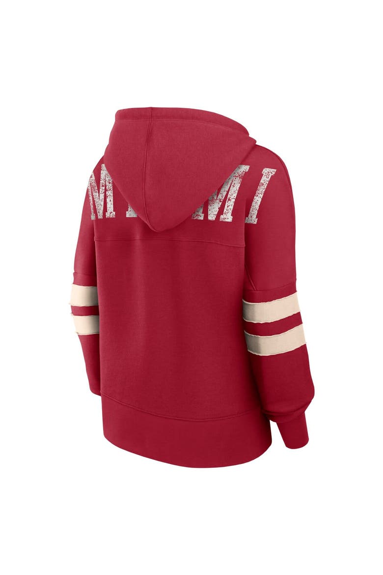 Women's Fanatics Branded Red Miami Heat Bold Move Dolman V-Neck Pullover Hoodie, Alternate, color, Red