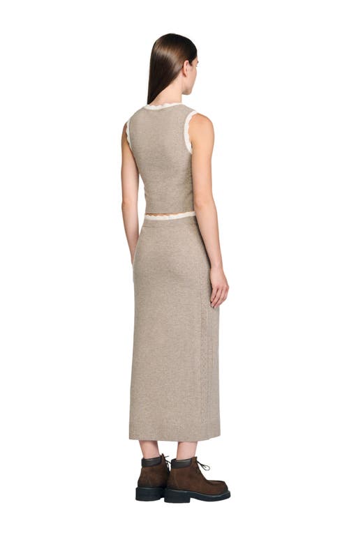 Sandro Womens Caramel Contrast-trim Wool And Cashmere Top In Brown