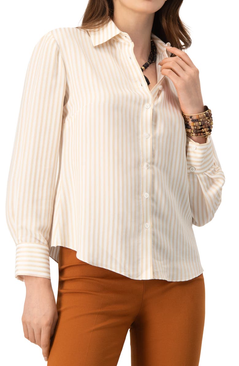 IVONNE Classic Striped Shirt, Main, color, Beige