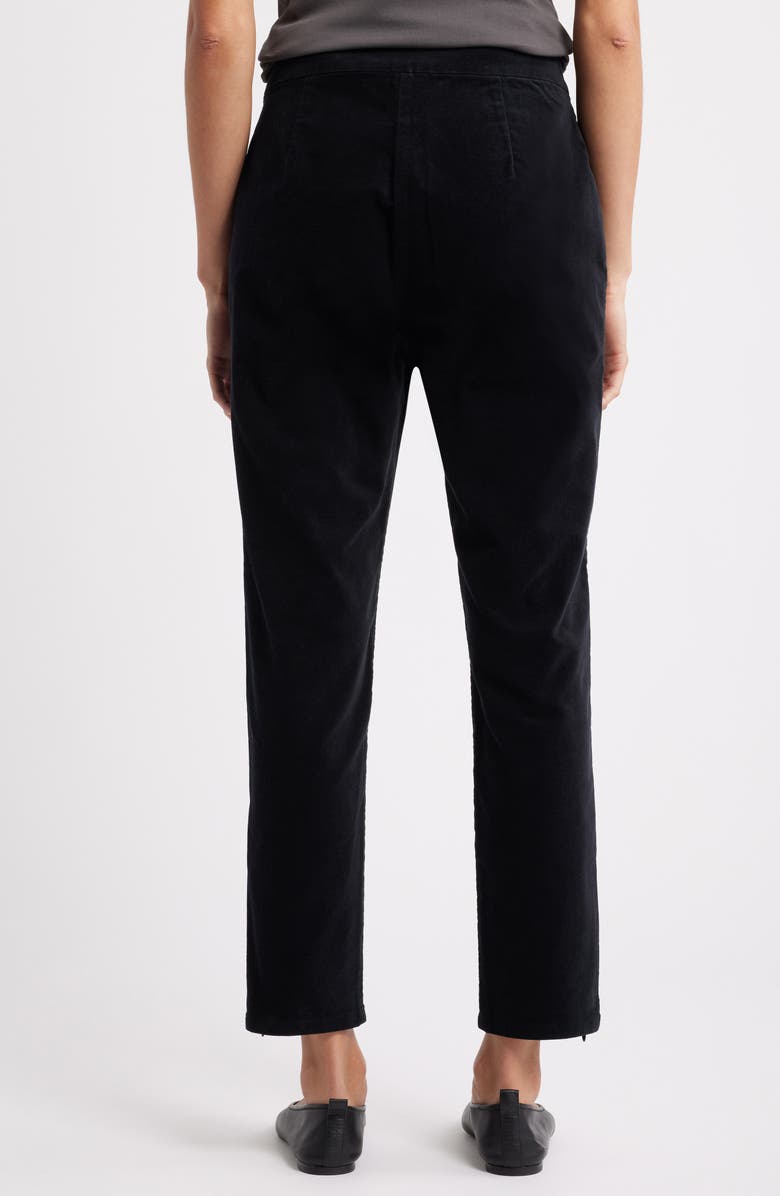 Eileen Fisher Zip Hem Slim Fit Stretch Organic Cotton Ankle Pants, Alternate, color, Black