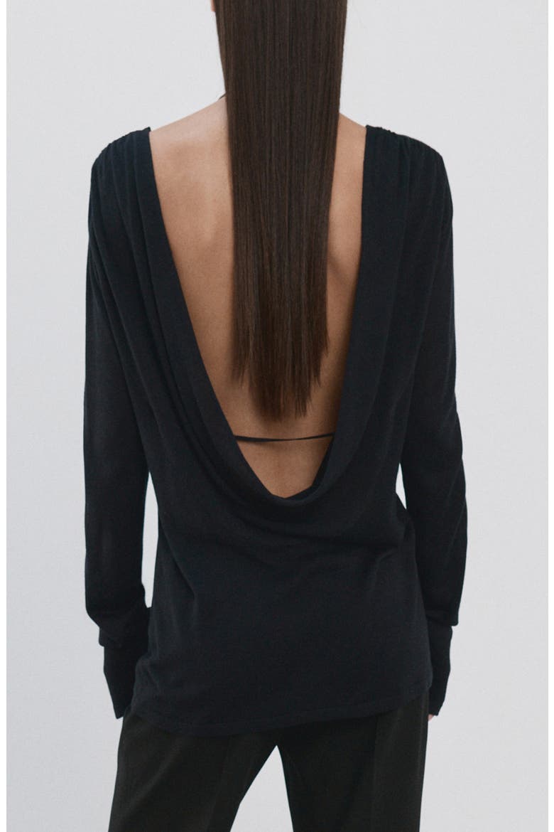Open Back Sweater, Alternate, color, BLACK