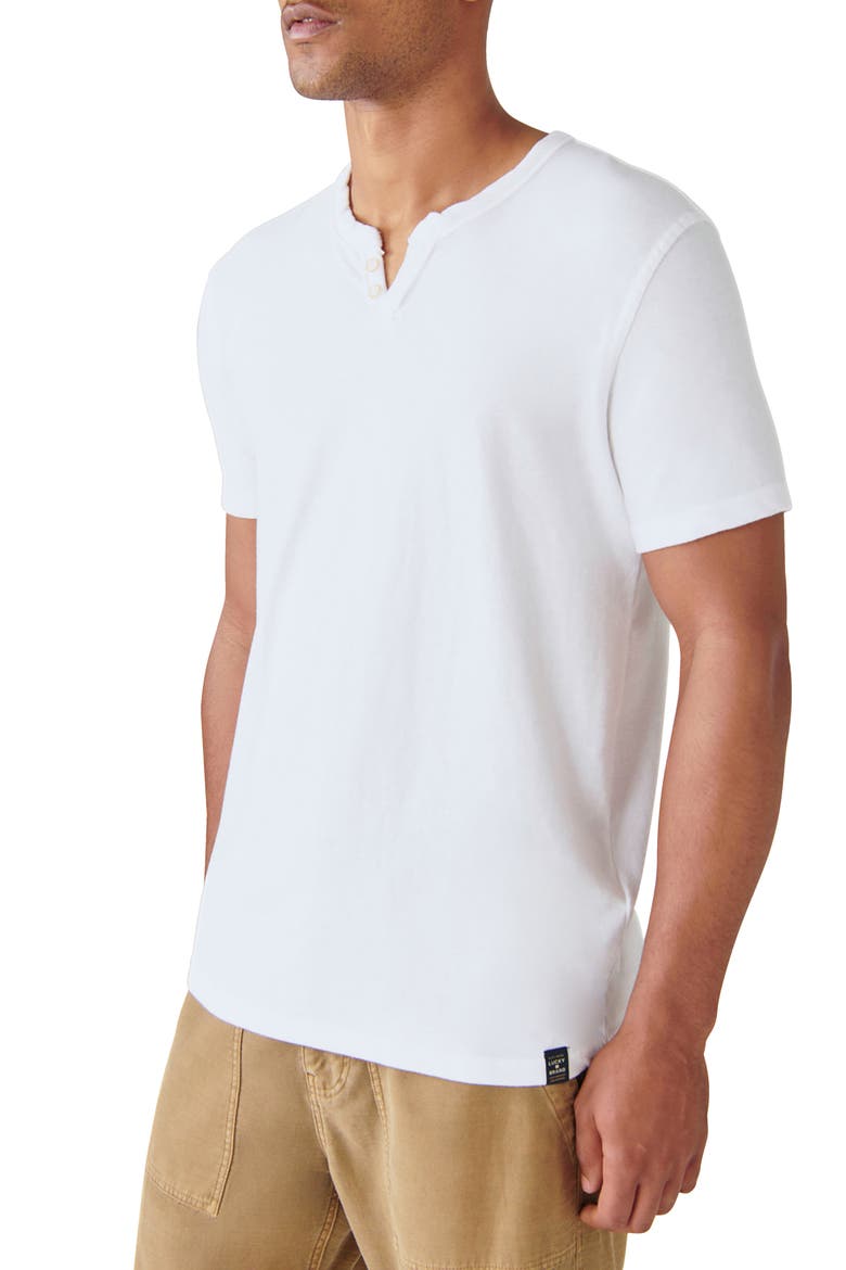 Venice Button Neck Cotton Blend T-Shirt, Alternate, color, BRIGHT WHITE