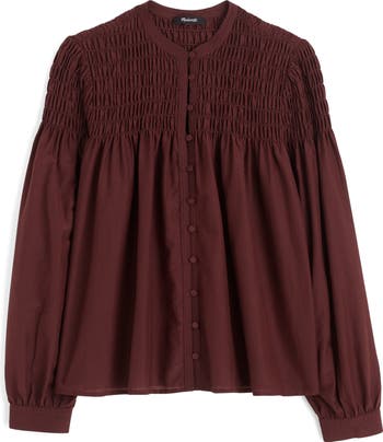 Smocked Cotton & Silk Top