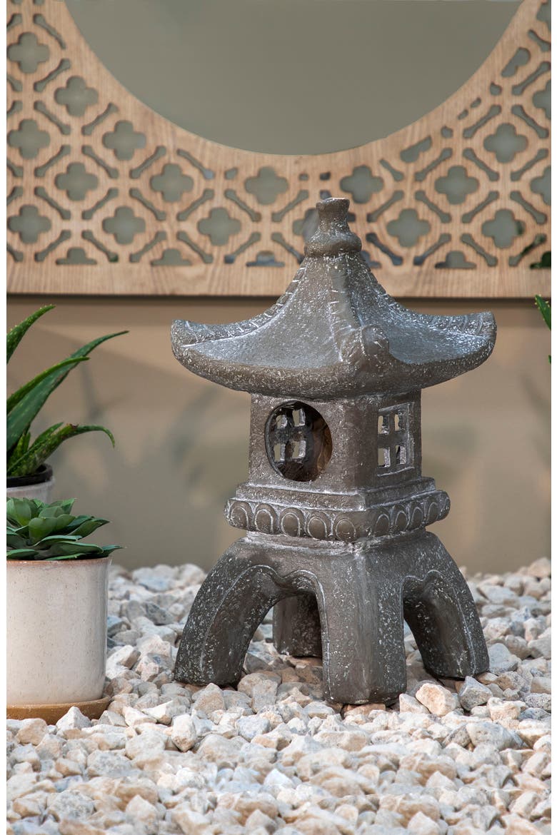 SAGEBROOK Gray Polyresin 16" Temple Lighthouse Decor, Alternate, color, GRAY