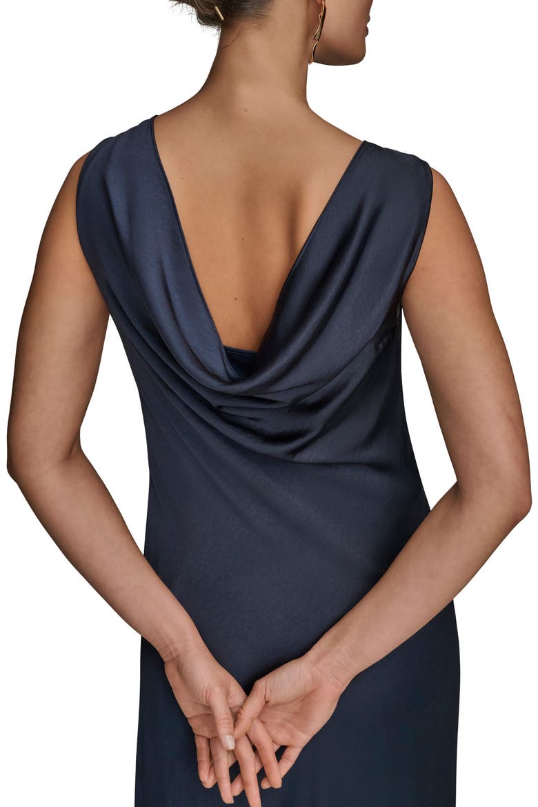 Asymmetric Cowl Back Satin Gown, Alternate, color, NIGHTFALL