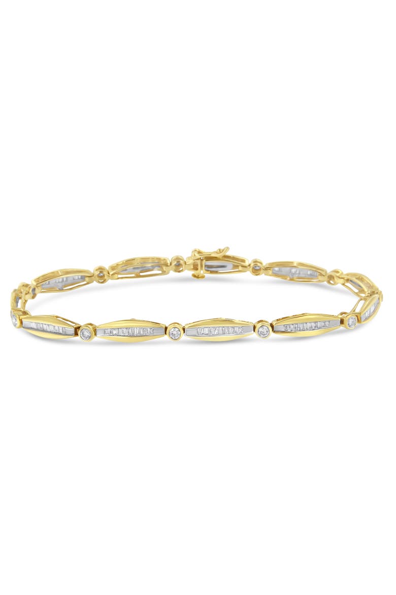 14K Gold 1-1/2 Cttw Diamond Bezel and Tapered Link Bracelet, Main, color, Yellow