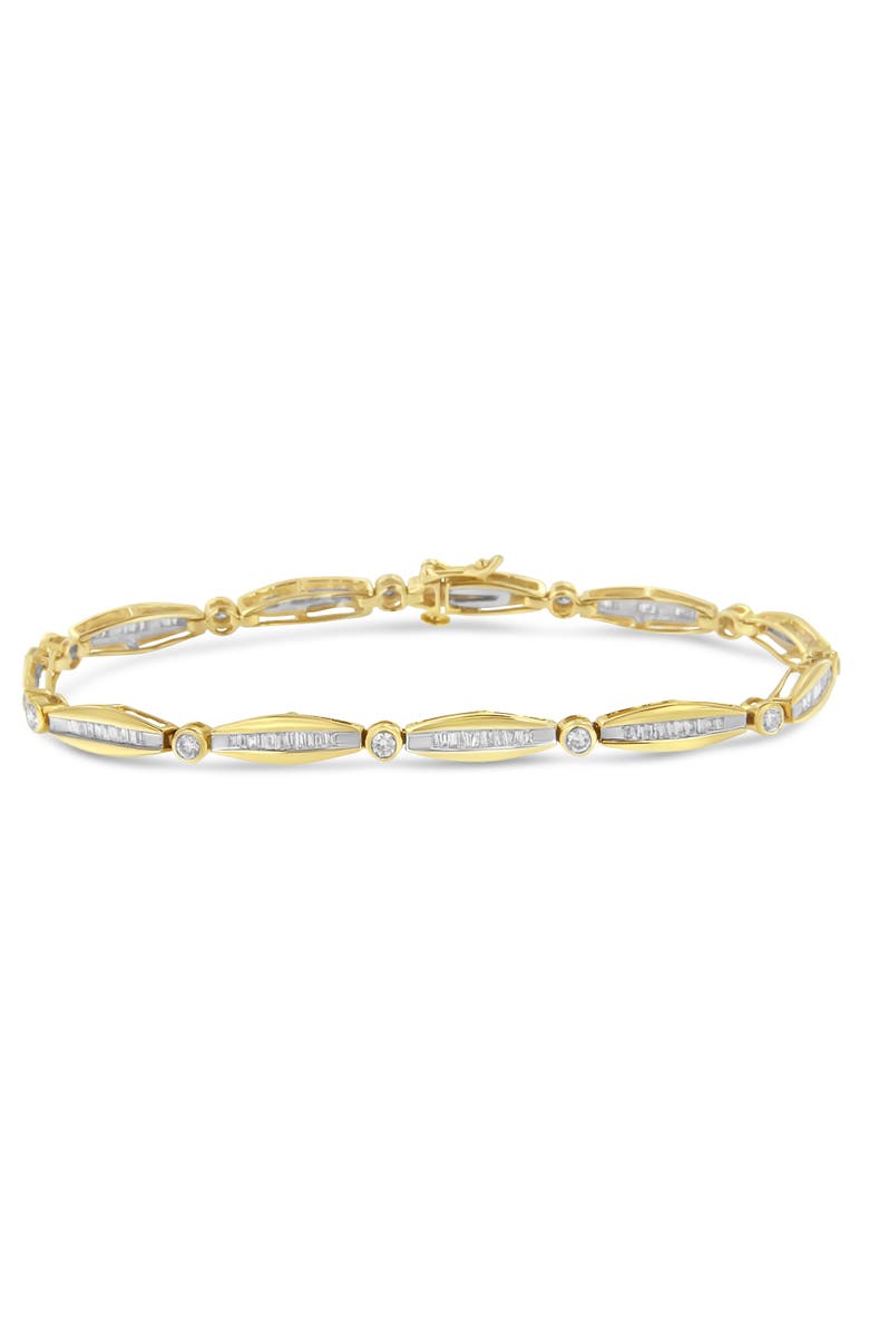 Haus of Brilliance 14K Gold 1-1/2 Cttw Diamond Bezel and Tapered Link Bracelet, Main, color, Yellow