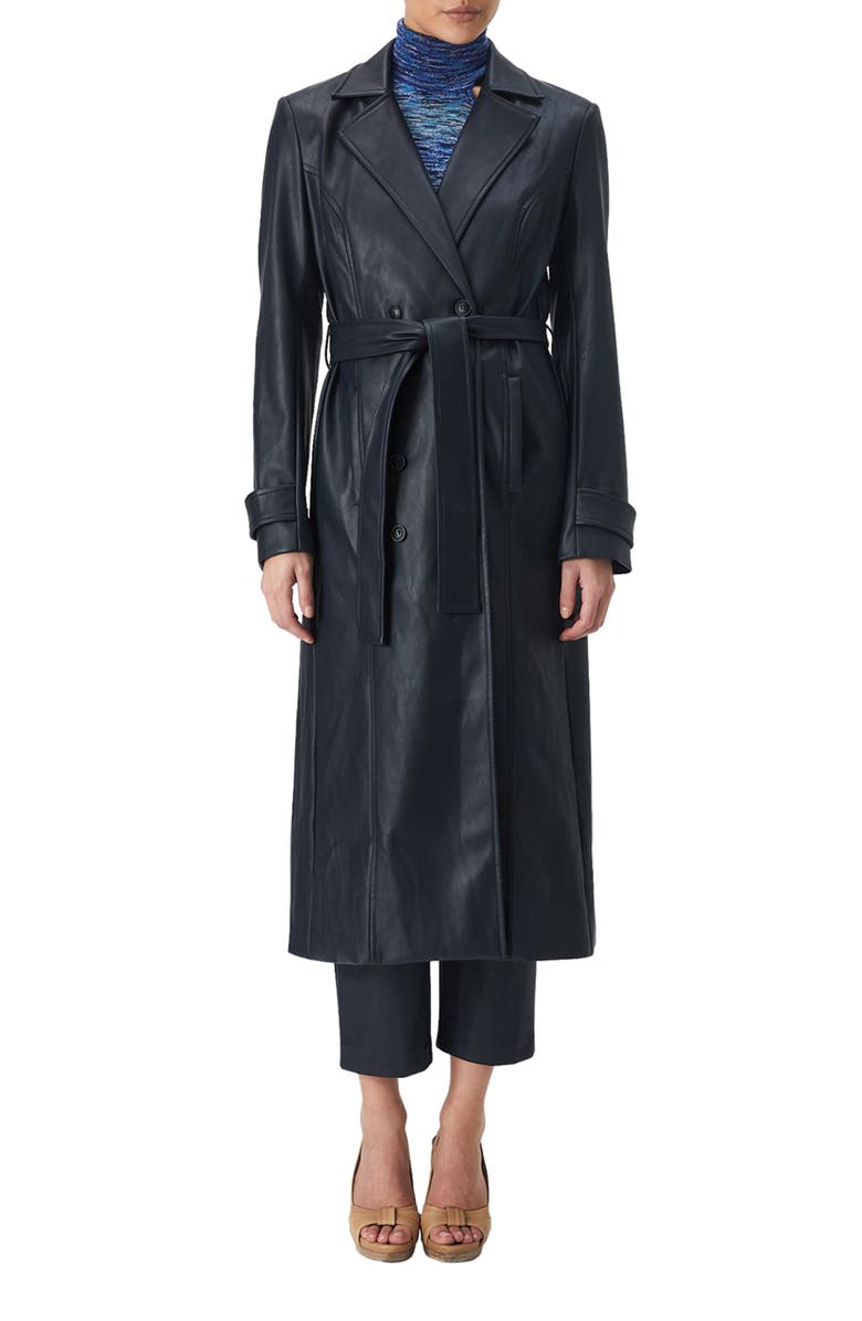Bardot Faux Leather Trench Coat, Main, color, 