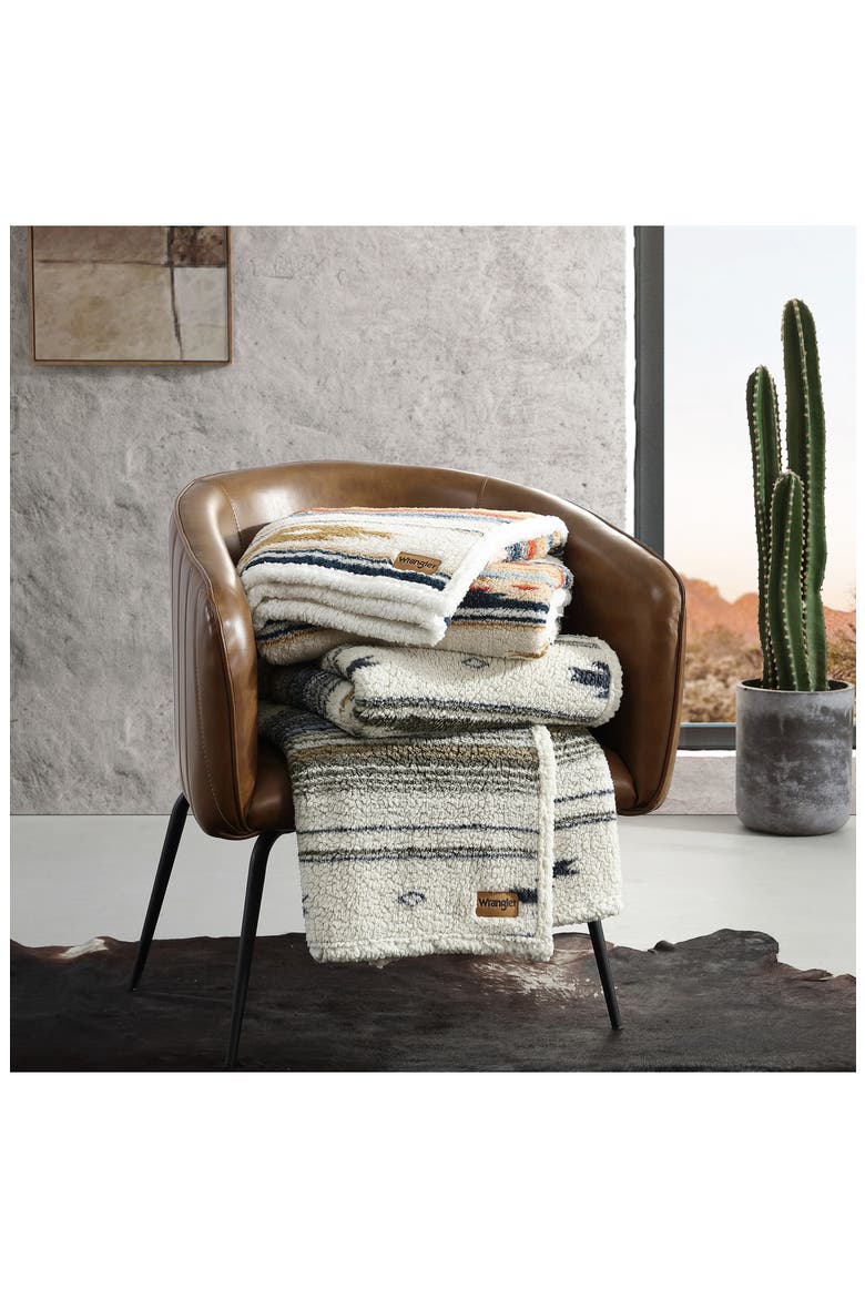 Coyote Sands Faux Shearling Throw Blanket, Alternate, color, BROWN