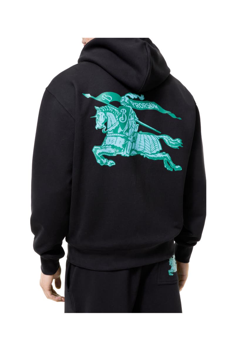Burberry Heritage Logo Cotton Zip Hoodie, Alternate, color, Black
