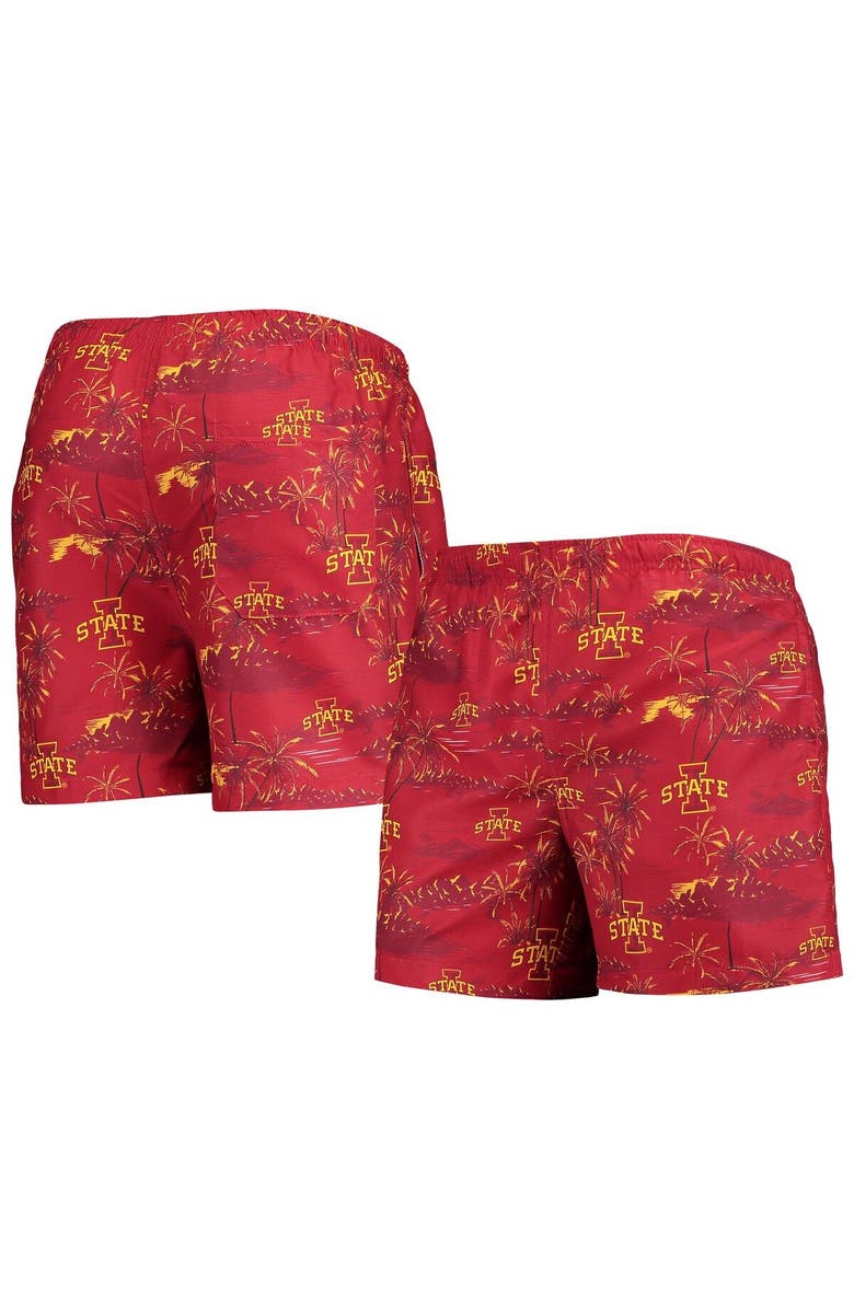 FOCO Men's FOCO Cardinal Iowa State Cyclones Island Palm Swim Trunks, Main, color, Cardinal