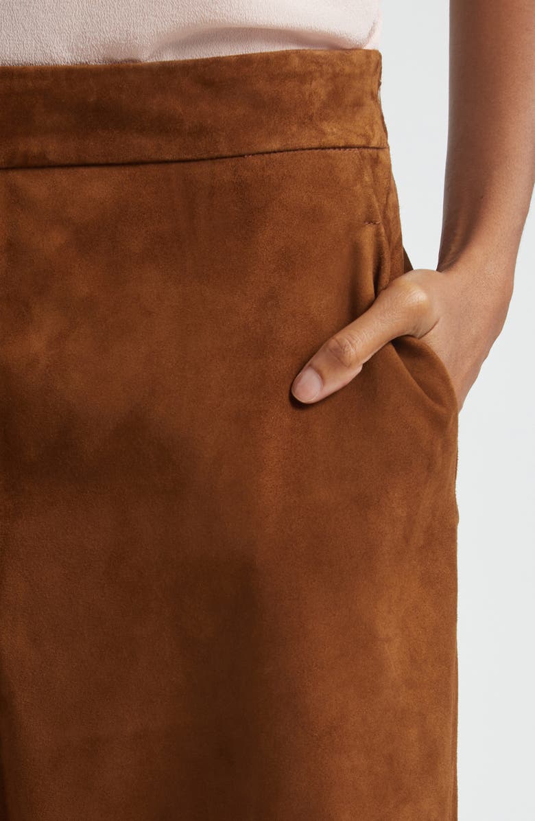 ST. JOHN Suede Wide Leg Pants, Alternate, color, Toffee