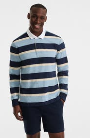 Lands' End Long Sleeve Textured Rugby Polo