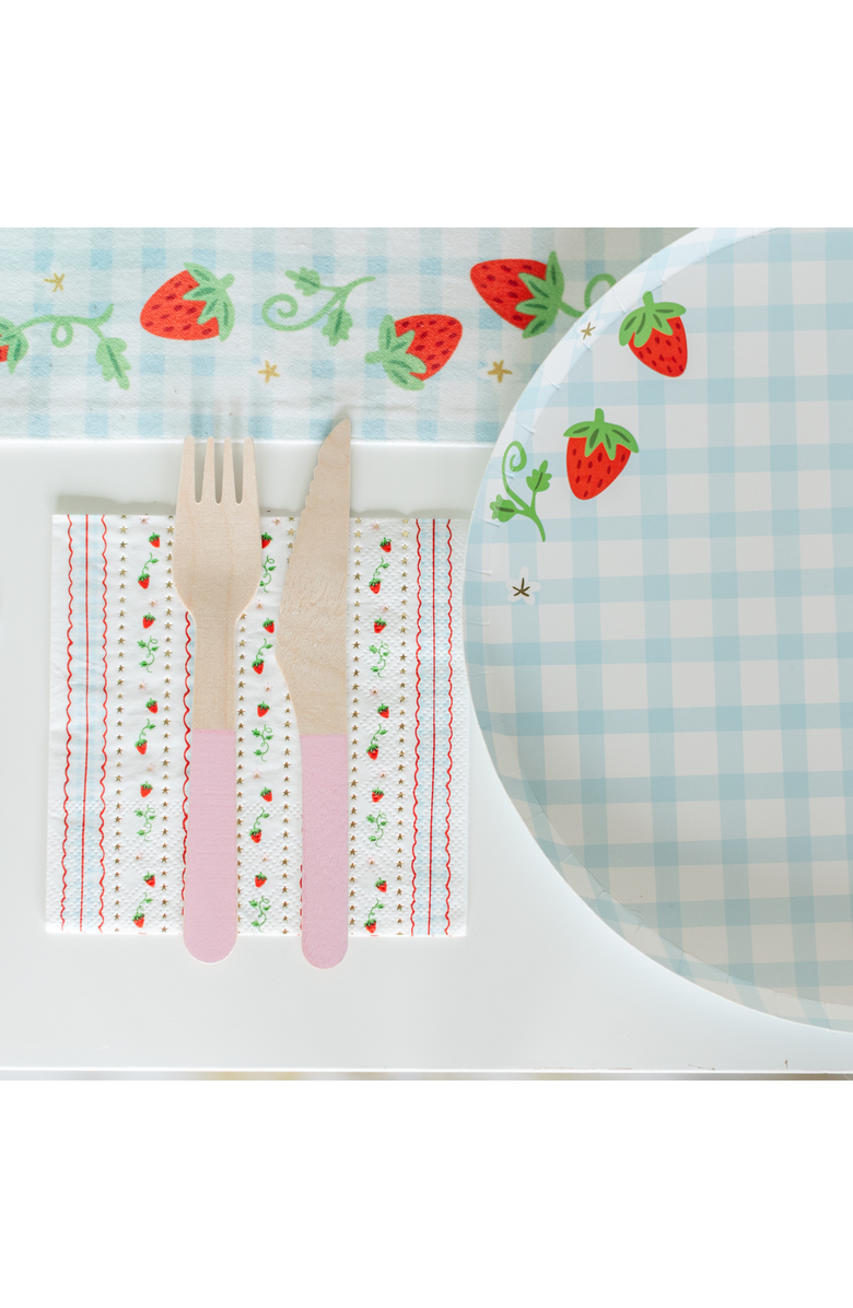Daydream Society Strawberry Picnic Gingham Print Large Plates, Alternate, color, Assorted Pre-Pack