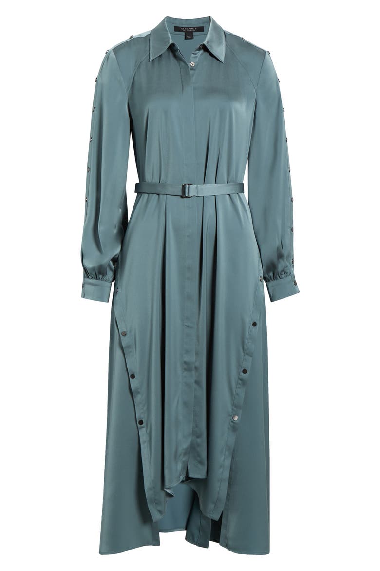 Lexi Long Sleeve High-Low Shirtdress, Alternate, color, STEEL BLUE