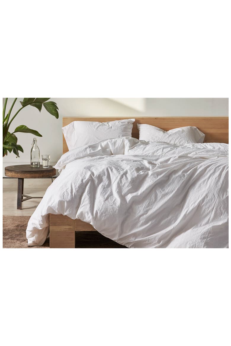 Crinkled Organic Cotton Percale Sheet Set, Alternate, color, ALPINE WHITE