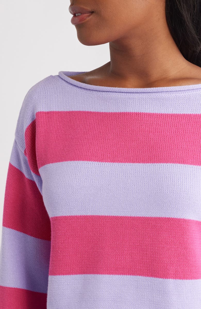 Florence by Mills Cotton Blend Crop Rugby Sweater, Alternate, color, Hot Pink Millie Lavender