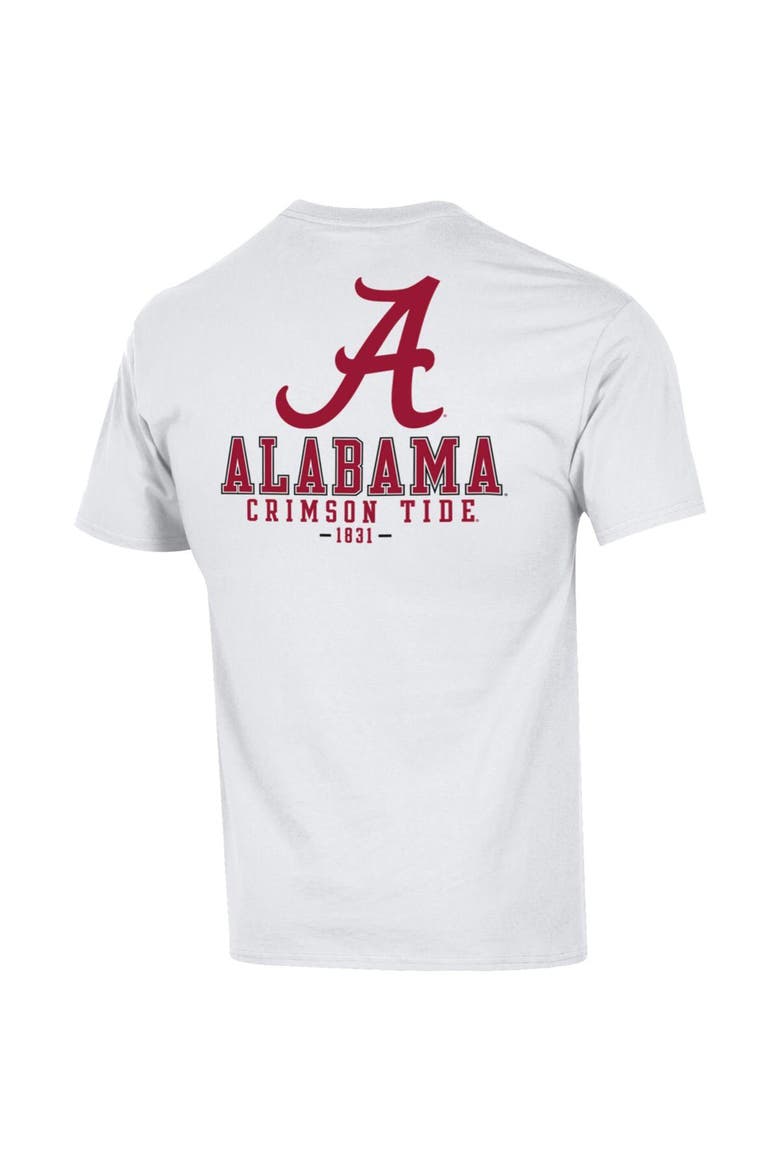 Men's Champion White Alabama Crimson Tide Team Stack 2-Hit T-Shirt, Alternate, color, White
