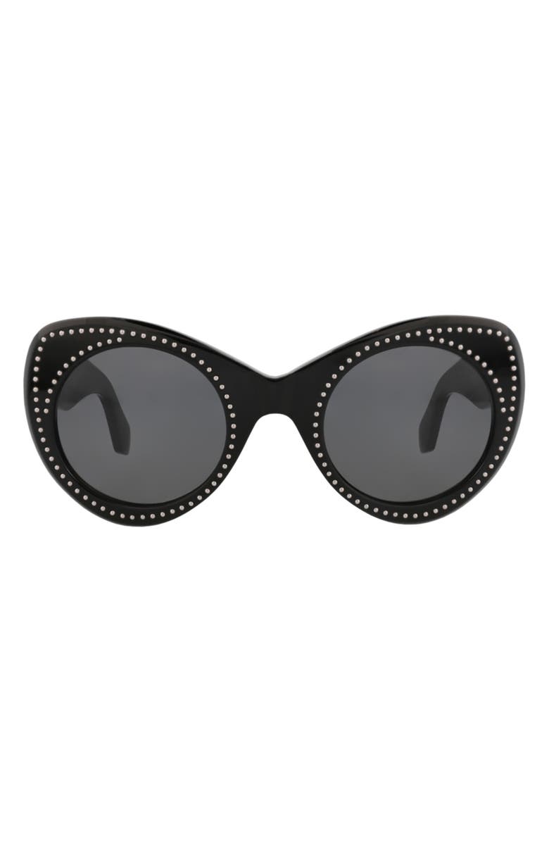 Alaïa 51mm Novelty Cat Eye Sunglasses, Main, color, Black Black Grey