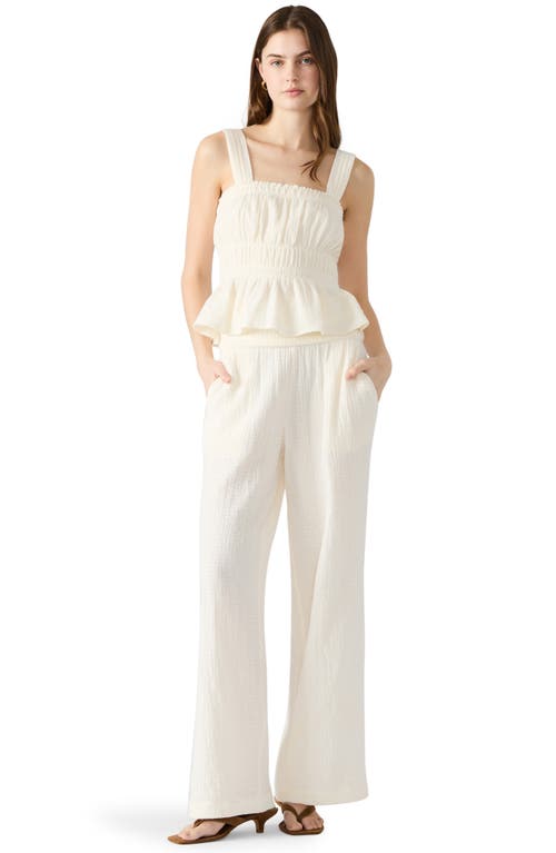 Steve Madden Pomeline Stretch Cotton Guaze Pants In White