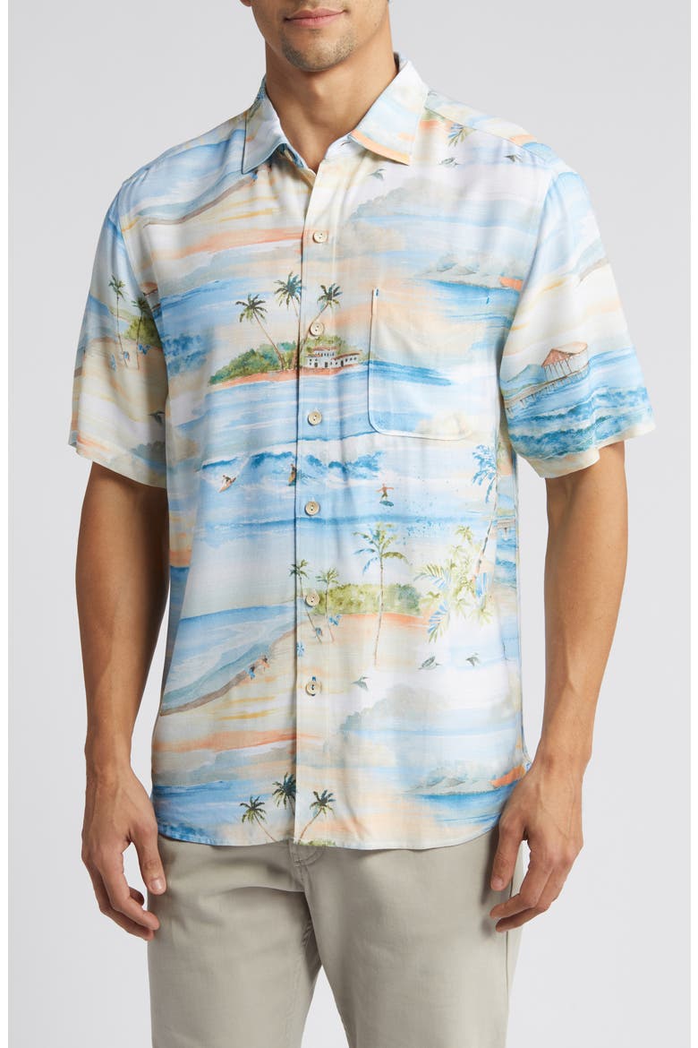 Veracruz Cay Isle Vista Short Sleeve Button-Up Shirt, Main, color, BON VOYAGE