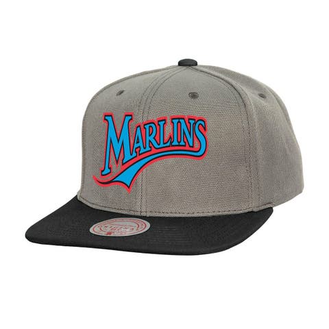 Men's Mitchell & Ness Gray Florida Marlins Cooperstown Collection Basic Flip Snapback Hat