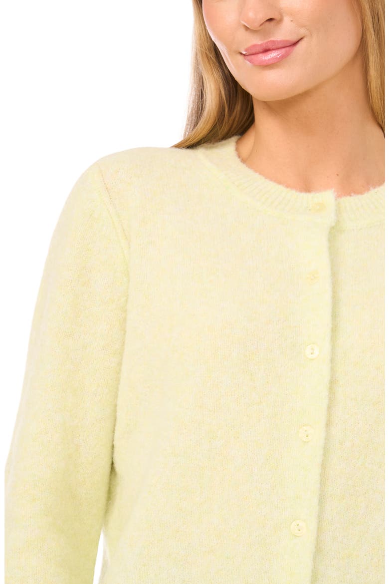 Fuzzy Crewneck Cardigan, Alternate, color, WHITE JADE